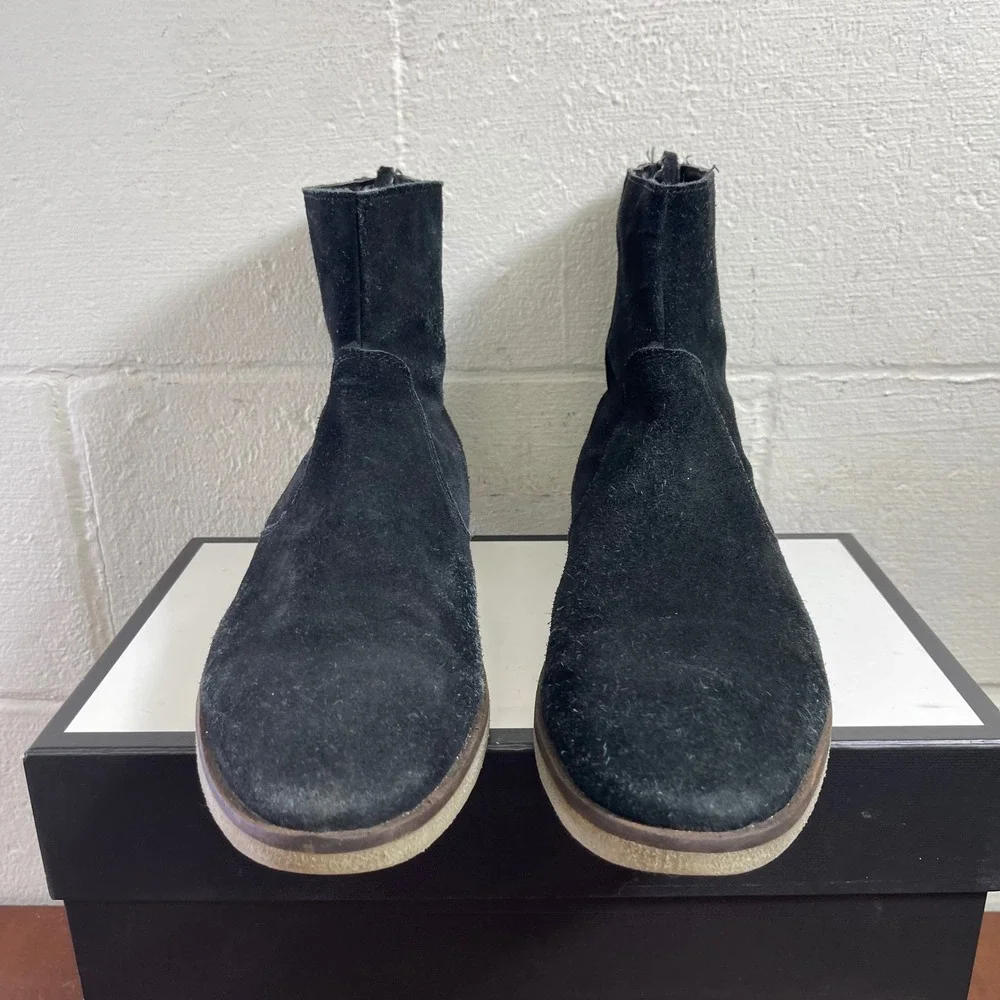 ASOS Black Suede Ankle Boots Back Zipper Crepe Sole Men's‎ Size 10 Made in India